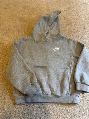Nike Grey Hooded Sweatshirt with White Swoosh